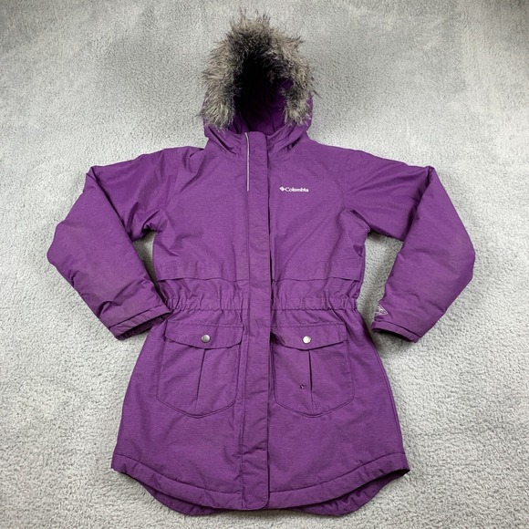 Columbia Other - Columbia Nordic Strider Coat Girls Large Purple Omni-Heat Faux Fur Hooded
